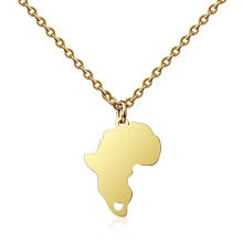 2020 newest high polished stainless steel gold plated african map necklace pendant